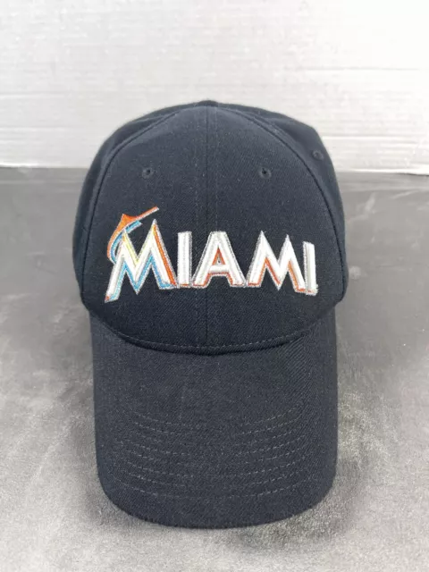 Black Miami Marlins Florida Nike FITTED Stretch Hat Cap Dri-Fit MLB Baseball