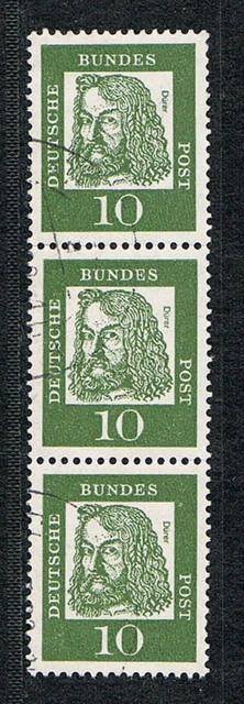 Bedeutende Deutsche 010, 350 x senkrechter 3er Streif, gestemp, ohne Fluoreszenz