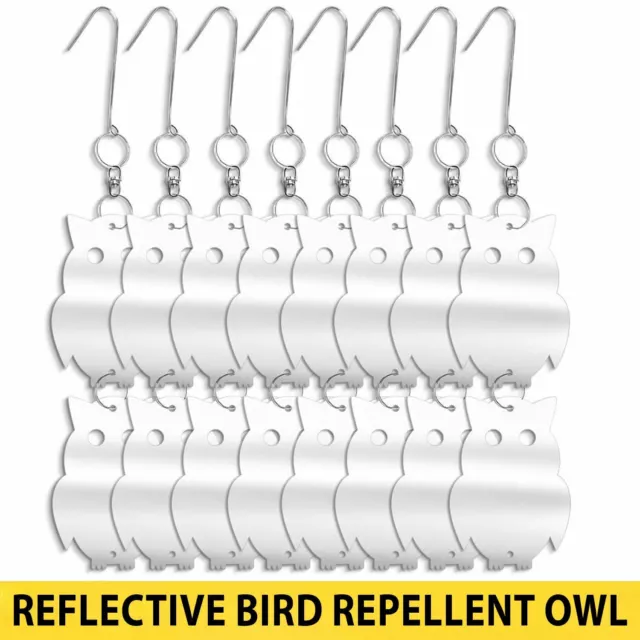 16pc Bird Repellent Reflective Owl - Decorative Hanging Scare Deterrent Pest