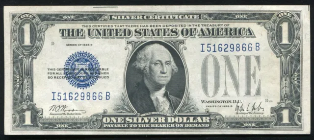 Fr. 1602 1928-B $1 One Dollar "Funnyback" Silver Certificate Gem Uncirculated