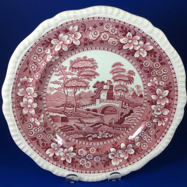 Copeland Spode’s Tower Pink / Red 9.5” Luncheon Plate - Older Backstamp