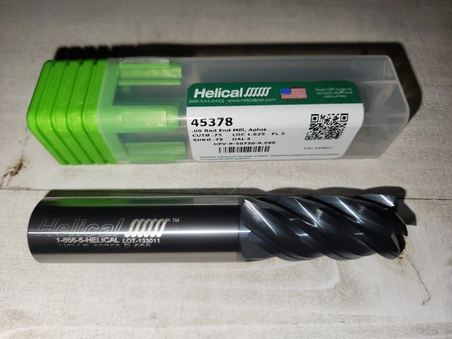 Helical ~ 3/4" End Mill ~ 45378 ~ Oal 4.0" ~ R. 090 ~ 5 Flute ~ New ~ Aplus