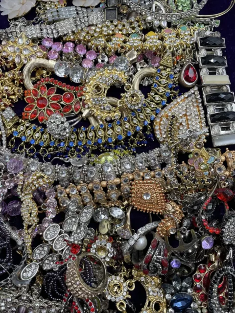 Job Lot Broken Bling Rhinestone Costume Jewellery Spare Repair Harvest Crafts