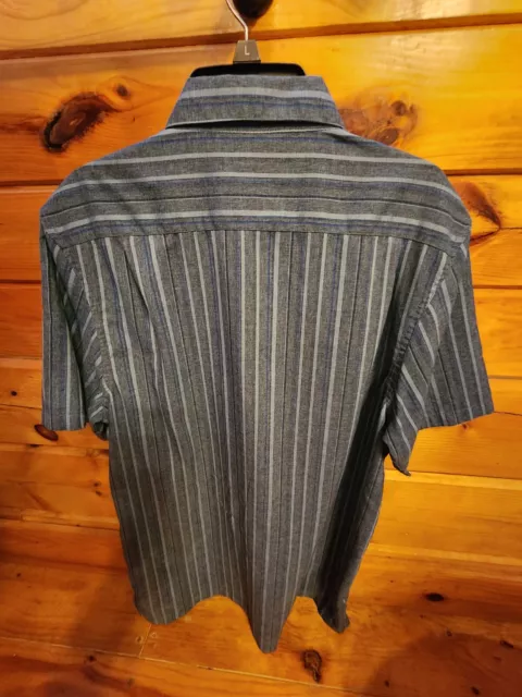 HAGGAR LT COOL 18 TEC Short Sleeve Striped Dress Shirt From SMOKE Free ...