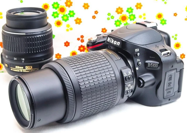 NIKON D5100 DSLR Camera Kit with 2 Lenses, Flip Screen  