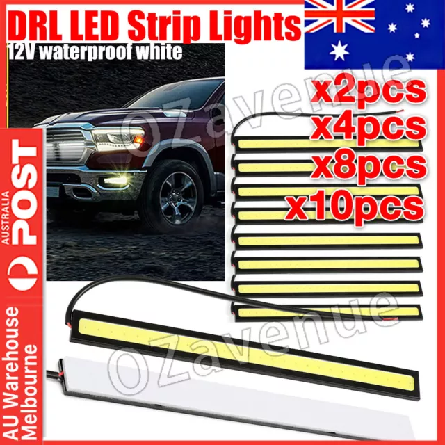 10X 12V Waterproof White DRL LED Strip Lights Bars Camping Caravan Boat Car COB