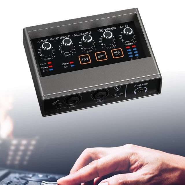 Table De Mixage Audio 2 Canaux USB - Carte Son 48V Avec Alimentation Fantôme Pour Enregistrement