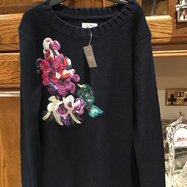 girls navy embroidered jumper by Next age 11 years new with tags