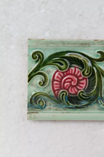 Japan antique art nouveau vintage majolica border tile c1900 Decorative NH4364 2