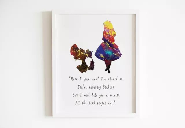 Disney Alice in Wonderland - tes quote-2 Poster Print Watercolor decor