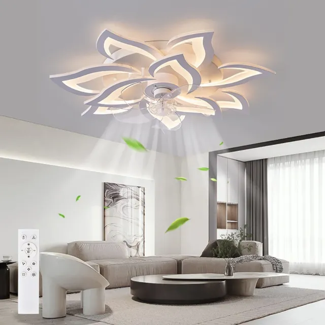 Modern LED Deckenventilator Mit Beleuchtung, Modern Leise Fan Deckenlampe