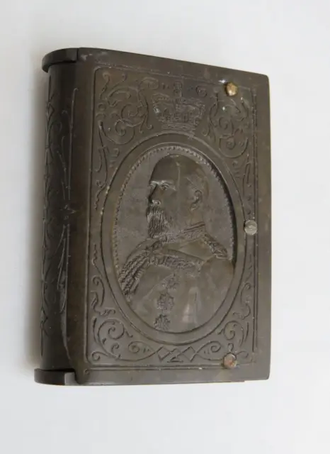 Antique King Edward VII Bakelite Vulcanite Vesta Case Match Box Book Coronation