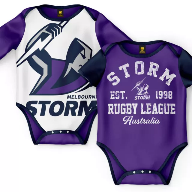 Melbourne Storm NRL Two Piece Baby Infant Bodysuit Gift Set Sizes 000-1!