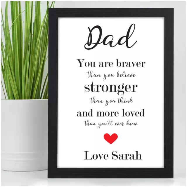 PERSONALISED Fathers Day Inspirational Quote Gifts for Daddy Dad Grandad Him Men