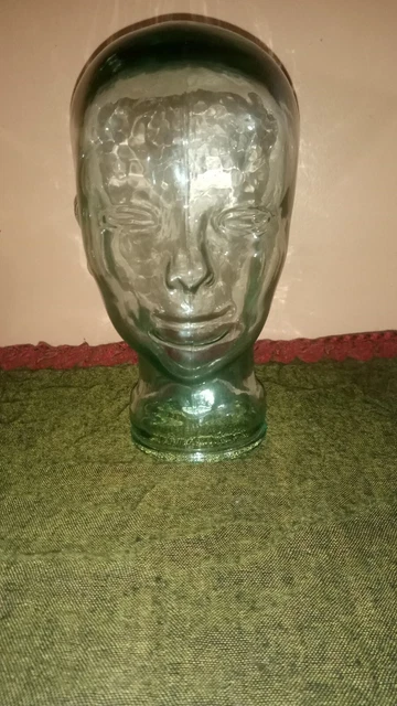 Vintage Rare Clear Very Light Blue Glass Mannequin Head