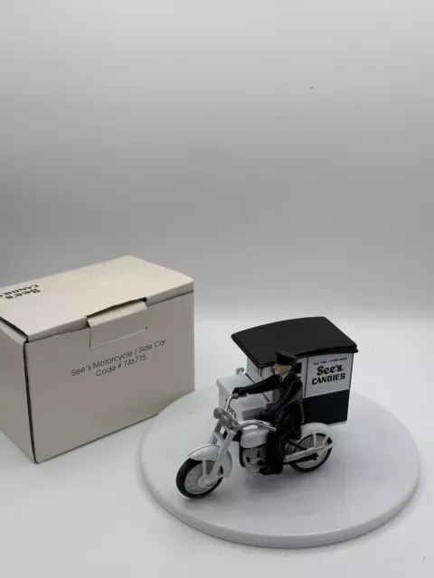 See's Candies Diecast Toy Motorcycle & Delivery Sidecar w/ Driver & Box #746775