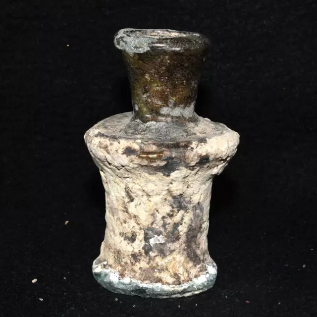 Genuine Ancient Roman Glass Bottle with Dark Patina Circa 1st - 2nd Century AD