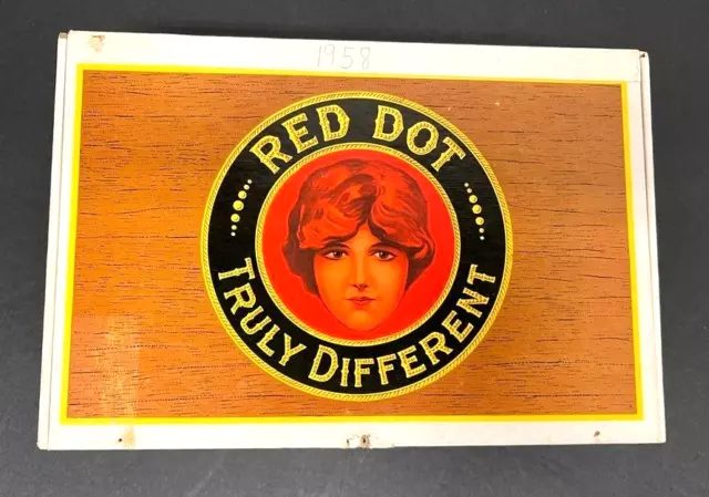 Vintage Red Dot Empty Cigar Box-Red Lion PA 5 7/8 x 8 5/8 x 2 1/2"