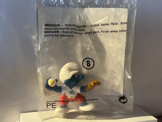 Puffo MD9707 Lanciatore Baseball Promo McDonald's Smurf Schlumpf Puffi sigillato