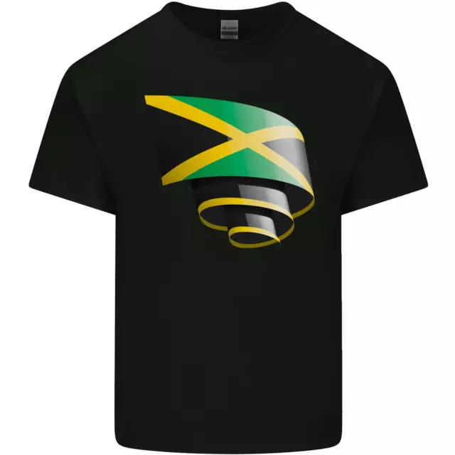 Curled Jamaican Flag Jamaica Day Football Mens Cotton T-Shirt Tee Top