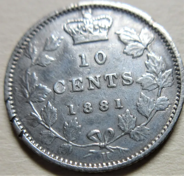 1881 Canada Silver Ten Cents Coin BETTER GRADE Dime (RJ831)