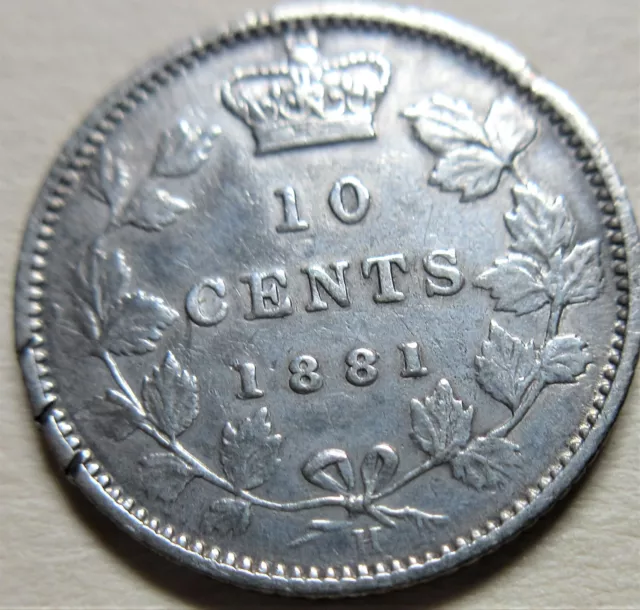 1881 Canada Silver Ten Cents Coin BETTER GRADE Dime (RJ831)