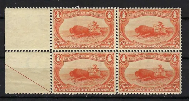 MNH block of 4 #287 "Very Fine" 4¢ 1898 Trans-Mississippi Expo