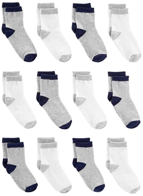 Baby Boys' Toddler 12-Pack Sock, Gray, White, Size 4.0 PzBZ