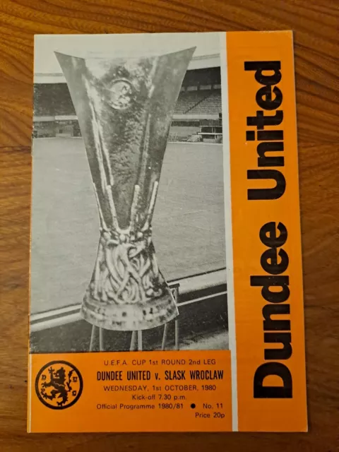 Dundee United V Slask Wroclaw UEFA Cup October 1980
