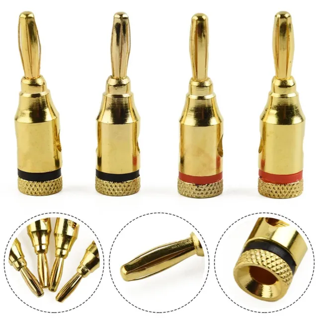 4X 4mm Banana Plugs Gold Plated Musical/ Audio Speaker Cable Wire Connector.