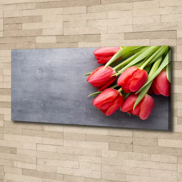 Los Mejores Cuadros Modernos para Decorar el Salón 125x50 Tulipanes rojos
