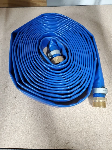 1"x25' PVC Lay Flat Water Hose w/ Metal Fittings