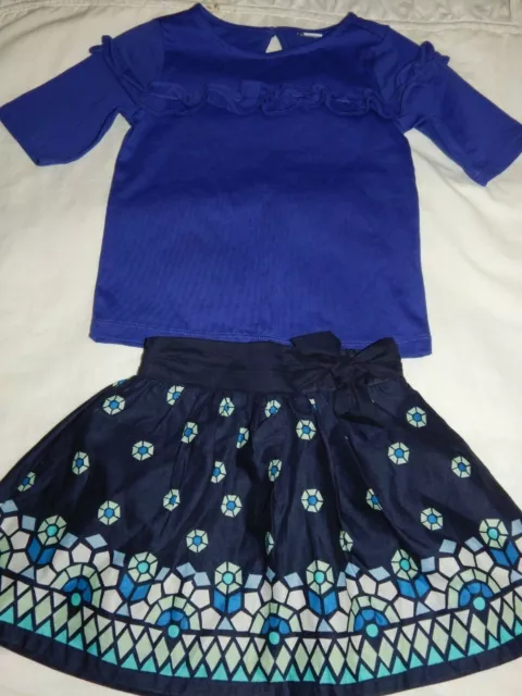 NWOT Janie and Jack Gap Girls 3T 4T Midsummer Navy Purple Skirt and Ruffle Top