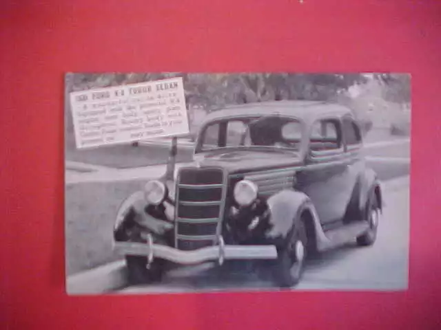 NOS Postcard 1935 35 Ford V-8 Tuder Sedan HARBIDGE MOTOR KEOSAUQUA IOWA IA ROD