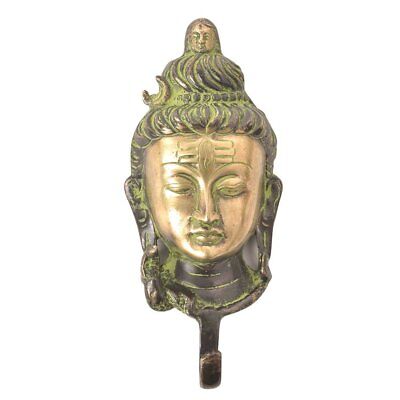 Brass Lord Shiva Face Wall Mounted Hooks Coat Keys Hangers Holder Antique Finish