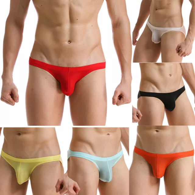 Men Bulge Pouch Seamless Ice Silk Thin Briefs Underpants Underwear Panties