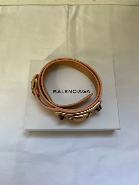 Balenciaga Leather Wrap Braclet with Classic Hardware in Gold 3