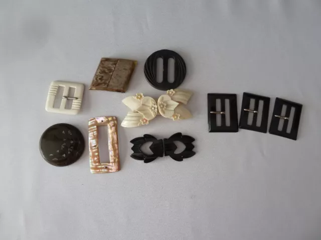 10x Job Lot  Art Deco decorated 1940s Belt Buckles for Dress Craft