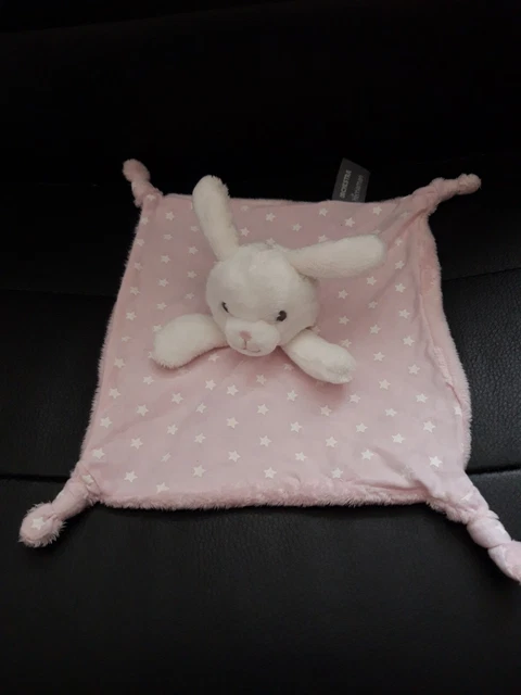 Doudou Plat Orchestra Lapin Rose Étoiles  Blanche