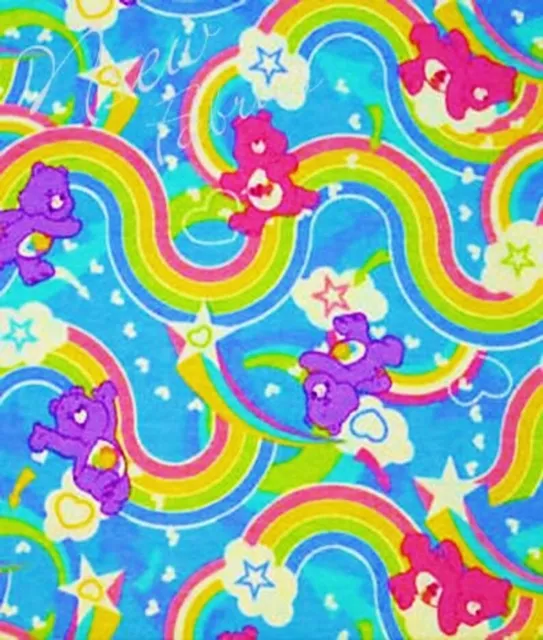 Care Bear Fabric Rainbow Waves-Baby Cotton Quilting Flannel-DIY Quilt Craft-BTHY