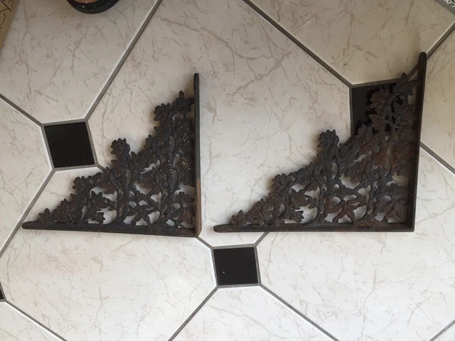 vintage pair cast iron shelf brackets acorn and oak leaf