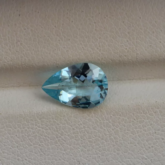 10x7 MM 1.43 Carat Natural Medium Blue Aquamarine Pear Cut Gemstone Nice Luster