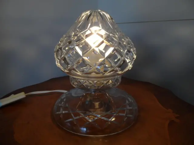 Vintage Art Deco Bohemia Crystal Glass Mushroom Table lamp. Working