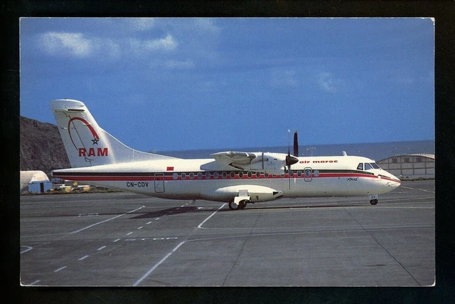 Aviation airplane chrome postcard Royal Air Maroc Airlines Aeritalia ATR42-300
