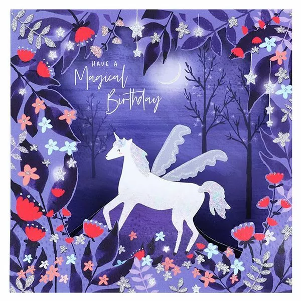 HAPPY BIRTHDAY GREETING CARD POP UP 3D UNICORN SPARKLY RRP £4.00 Paperchase