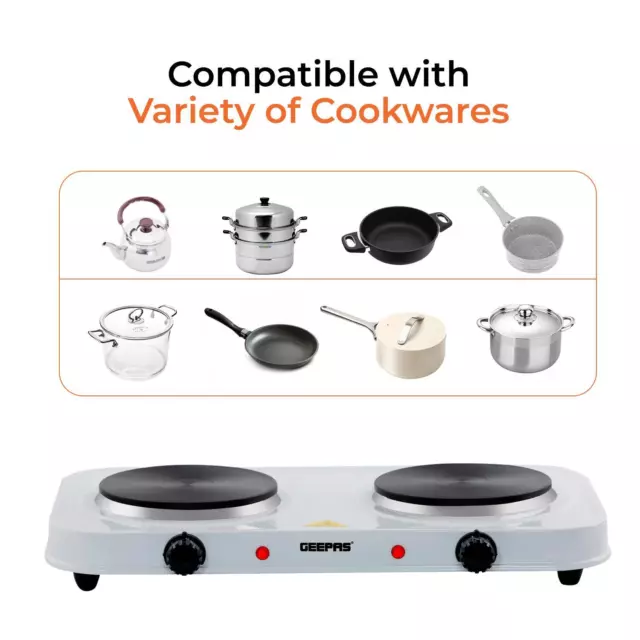 Hot Plate Electric Cooker Double Portable Table Top Kitchen Hob Stove 2000W 3