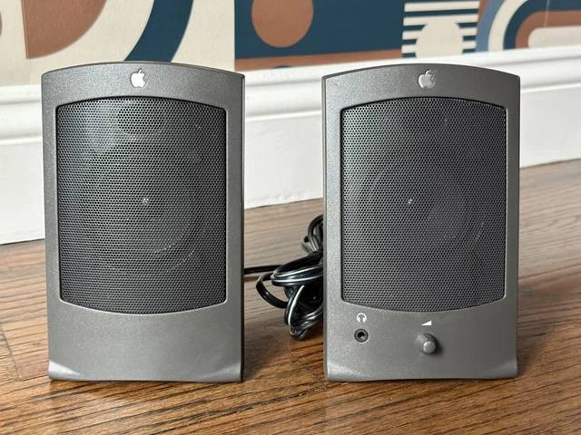 Vintage Gray AppleDesign Powered Speakers II M2497, working, no power adapter