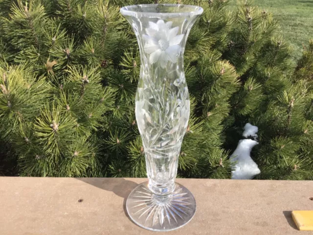 Brilliant Period Cut Glass Trumpet Vase Graduated Shape 11 7/8” Tall Floral Cut
