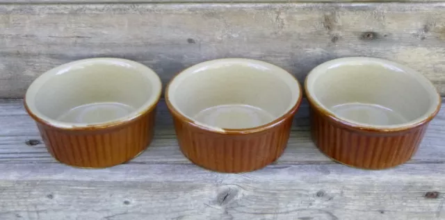 Vintage Pearsons of Chesterfield  England Pottery Small Oven Ramekin Dishes x 3
