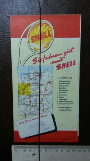 Shell Wegweiser 4 Landkarte Werbung Oberlahnstein Köln Münster Dortmund 1954 860